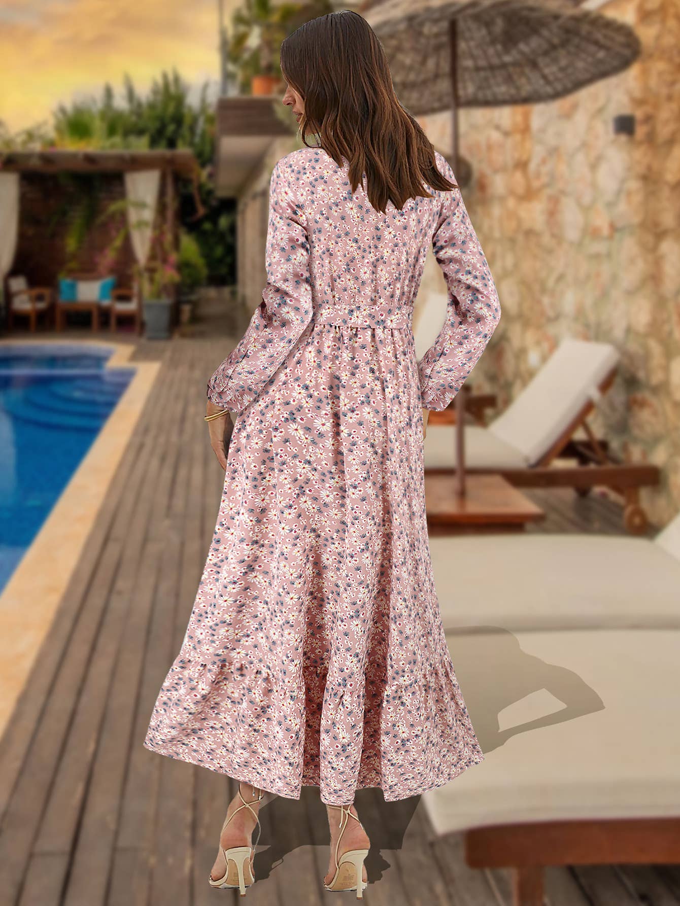 Button-Down Floral Long Beach Dress