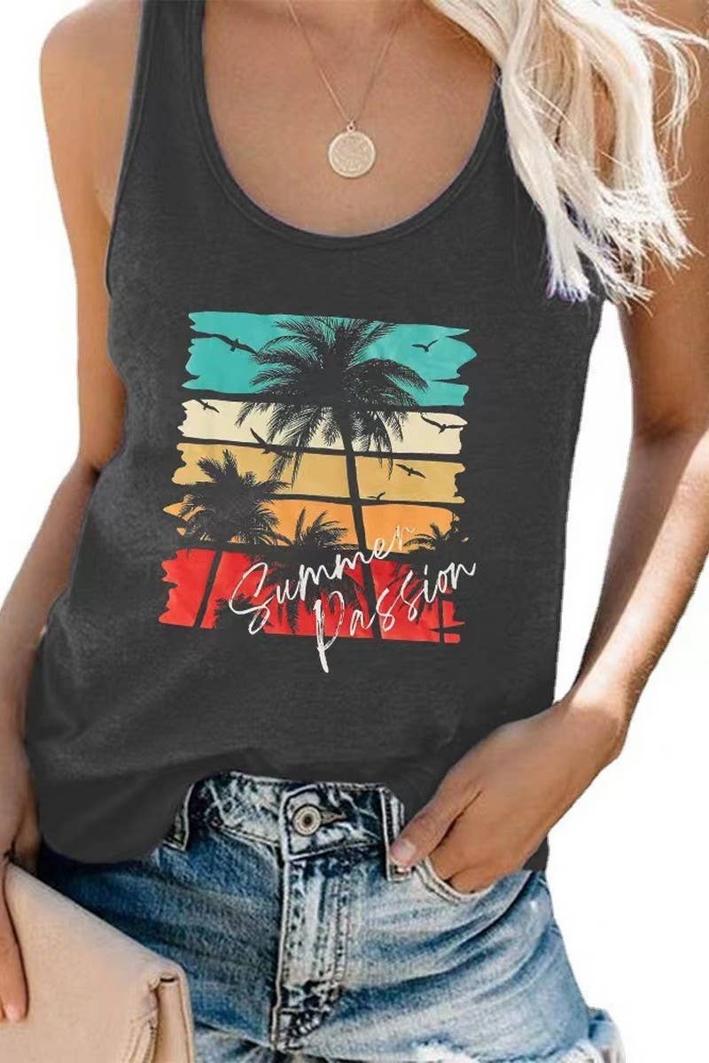 CWTTSL0259_SLEEVELESS TANK TOP MONOGRAM PRINT T-SHIRT