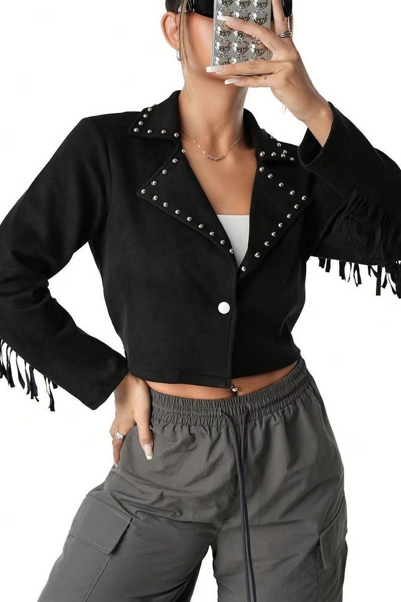 CWOCAL2298_WESTERN COWBOY STYLE CROPPED JACKET WITH FRINGE