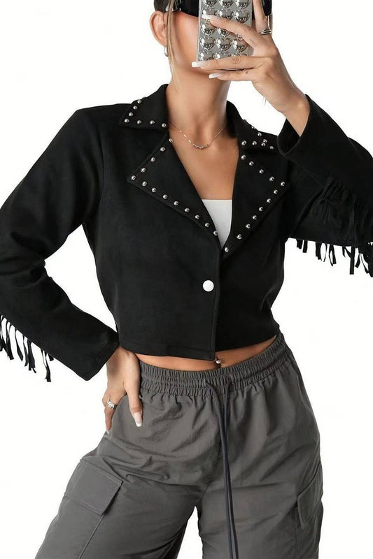 CWOCAL2298_WESTERN COWBOY STYLE CROPPED JACKET WITH FRINGE