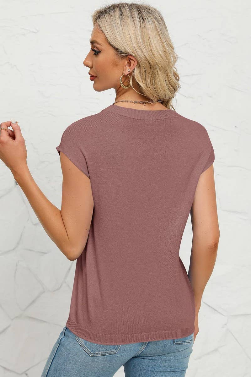 CWOSWS0070_CREW NECK CASUAL KNITTED PULLOVER TOP