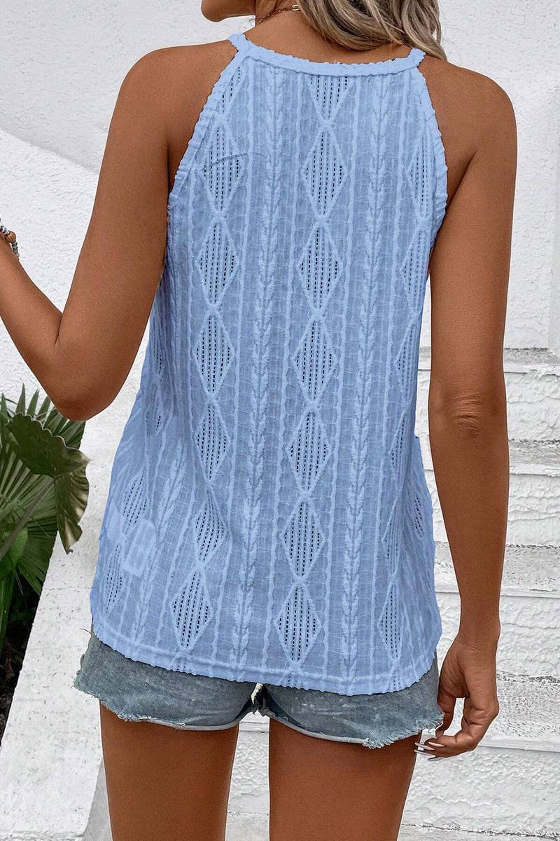 CWTTK0805_SOLID COLOR JACQUARD CAMISOLE KNITTED VEST