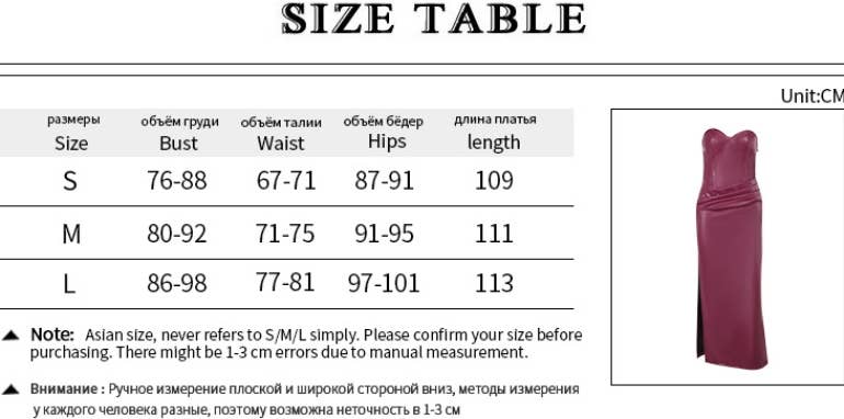 CWDTD0437_BACKLESS LEATHER STRAPLESS BODYCON DRESS