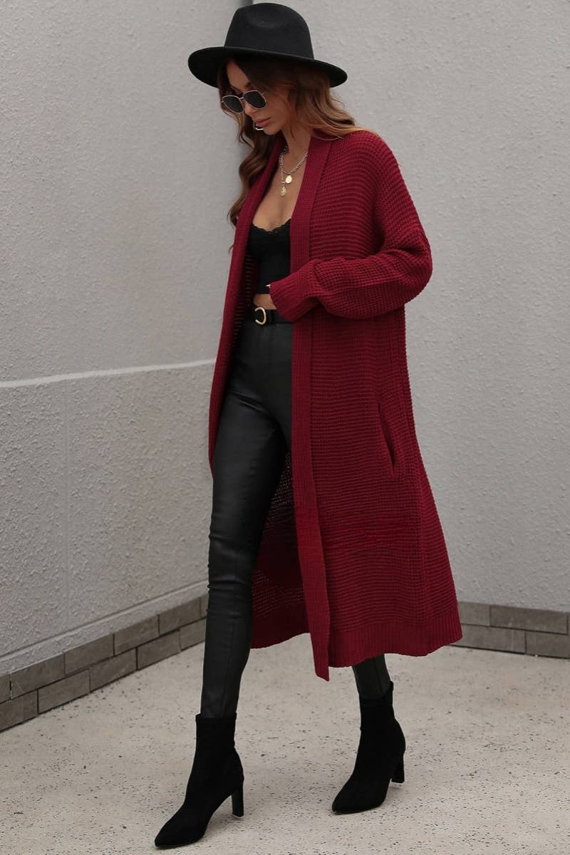 CWOCAL373 Casual Open Front Long Cardigan Sweater