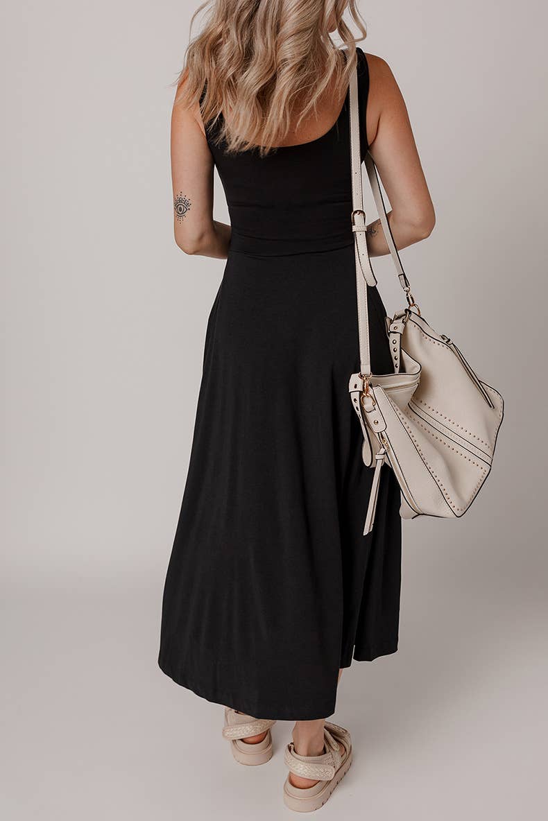 Elegant solid-color fashion sleeveless dress