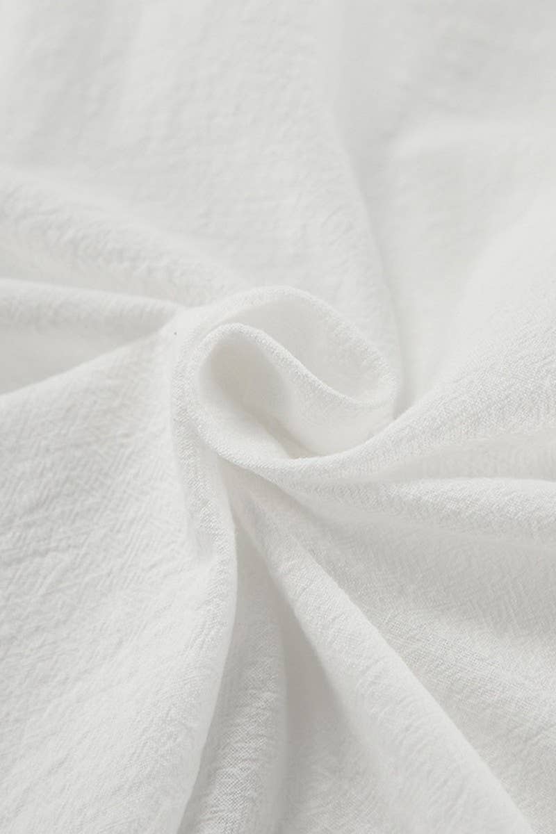 CWTBLL552_SOLID COLOR DROPPED SHOULDER SLEEVE LACE SHIRT