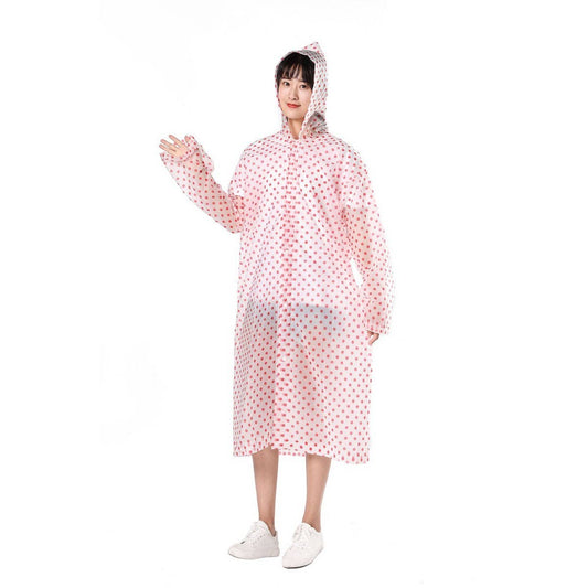 CWMM1484_PEVA HOODED POLKA DOT REUSABLE RAINCOAT