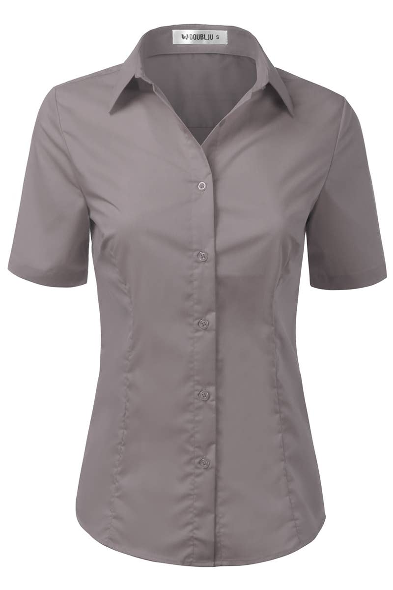 CWTSTS118-P_Slim Classic Short Sleeve Bttn Down Collar Shirt