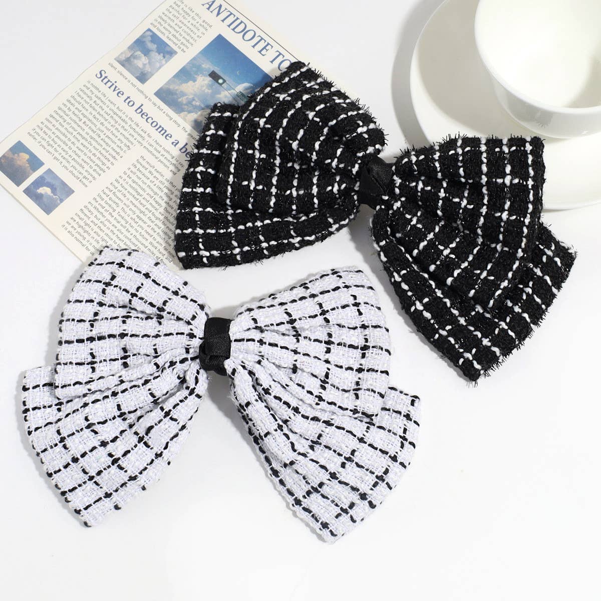 CHECK DOUBLE LAYER BOW HAIRPIN_CWAHA2197