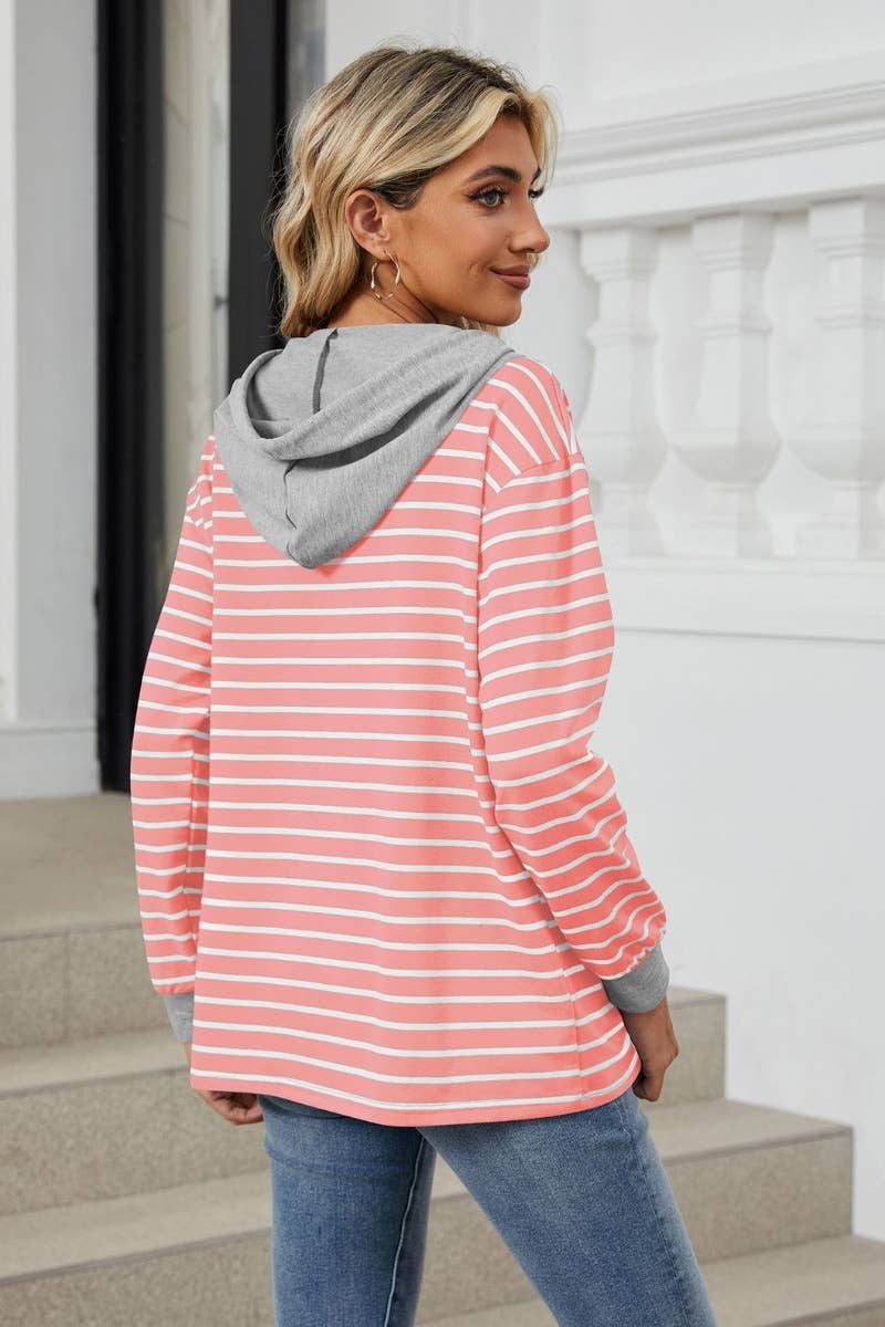 CWOHOL0995_LONG SLEEVED HOODIE WITH STRIPED MATCHING CAPS