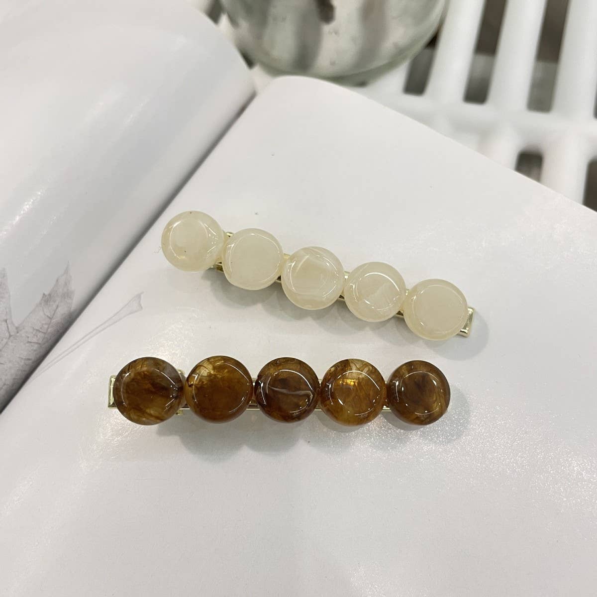 CWAHA1547_RETRO IRREGULAR BEAN SIDE HAIR CLIPS,2 PACK SET