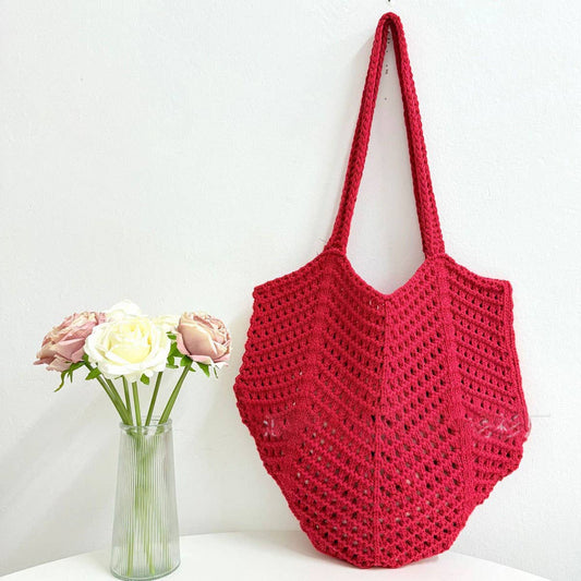 CUAB00631_KOREAN CHIC CROCHET BEACH TOTE HANDMADE SHOULDER