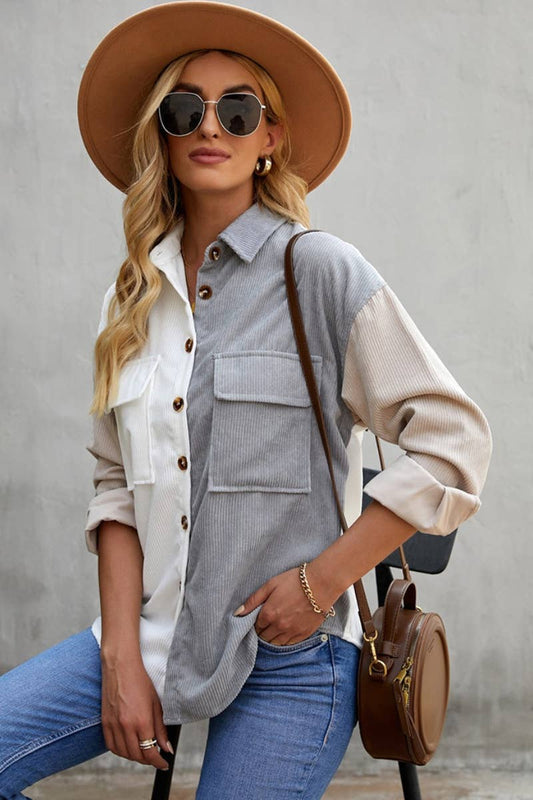 CWTSTL2352_COLOR BUTTON-UP COLOR LONG SLEEVE SHIRT TOP