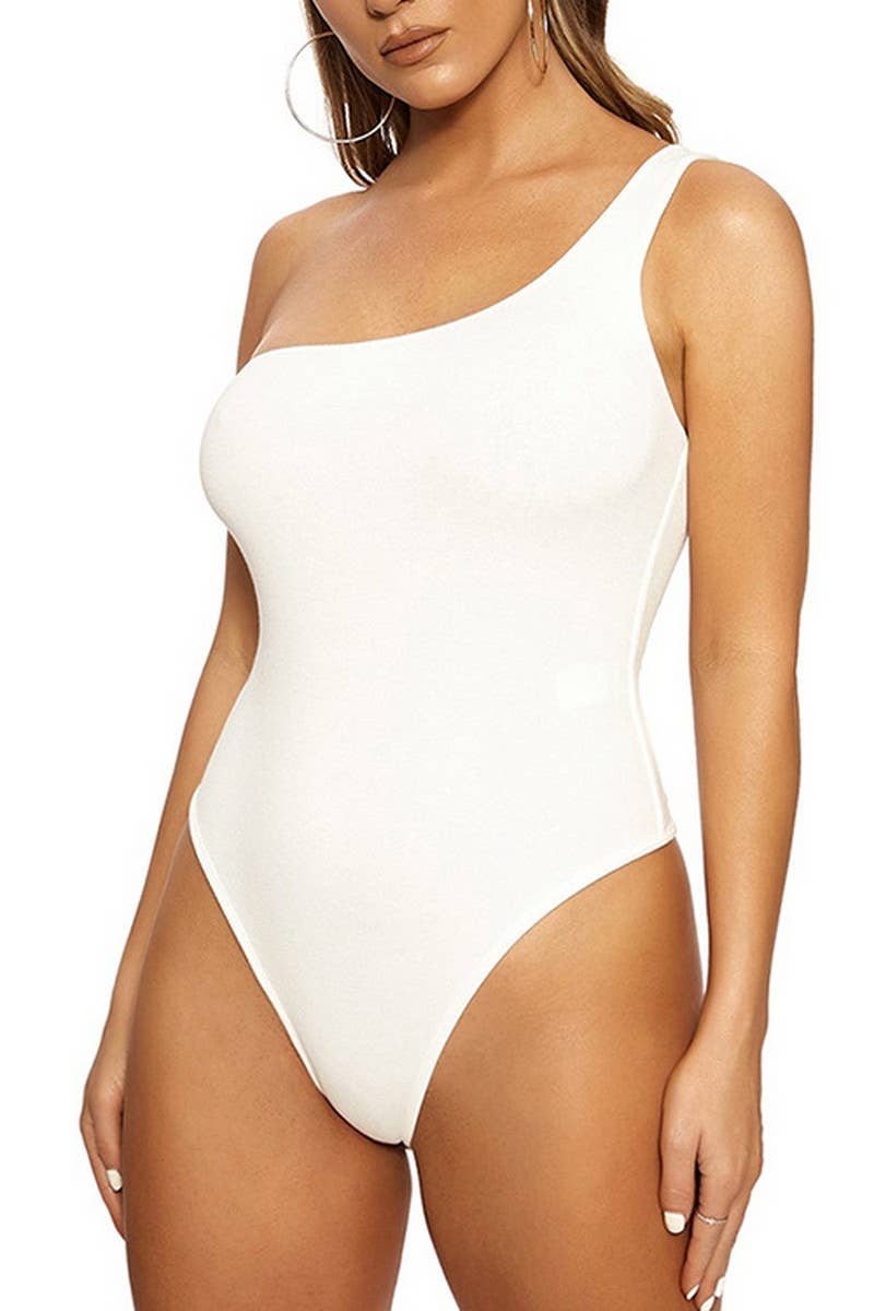 CWSBSSL0117_SLEEVELESS ONE-SHOULDER OPEN CROTCH BODYSUIT