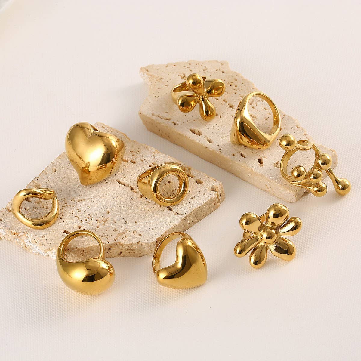Trendy 18K Gold Plated Steel Statement Ring