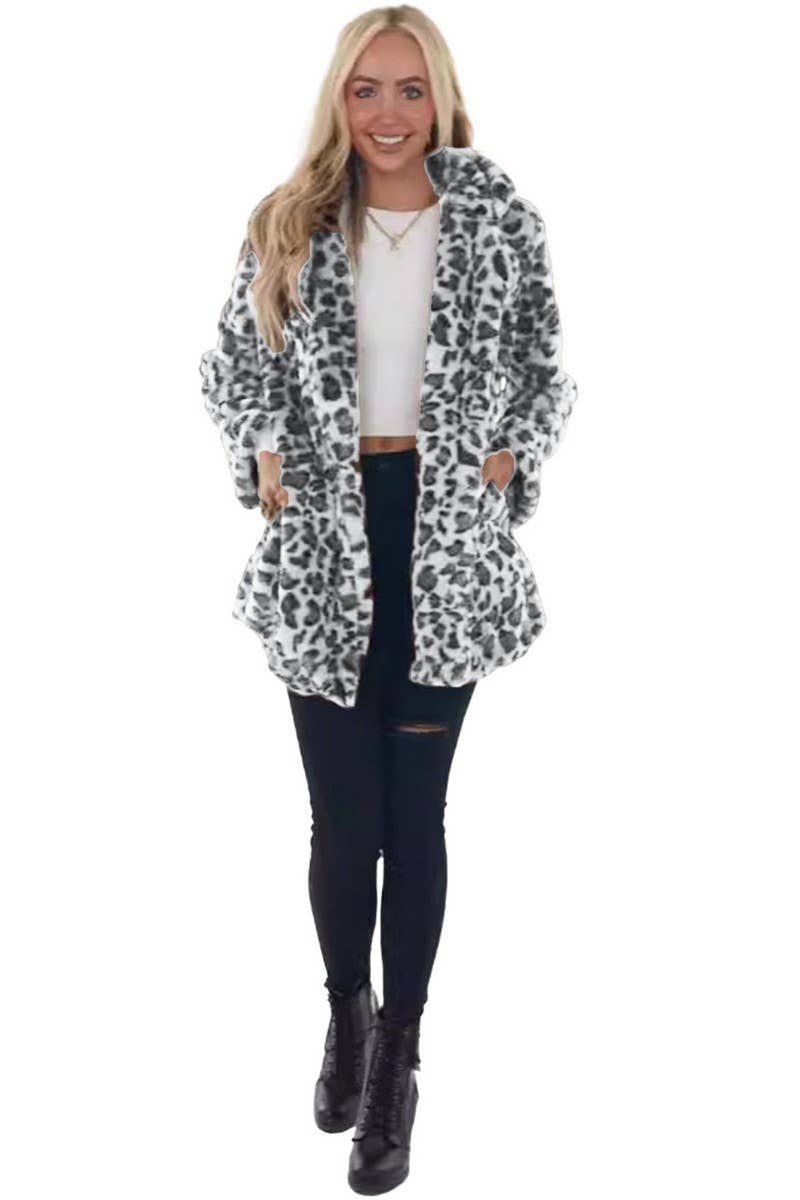CWOCO00205_CASUAL LOOSE LEOPARD FAUX FUR COAT