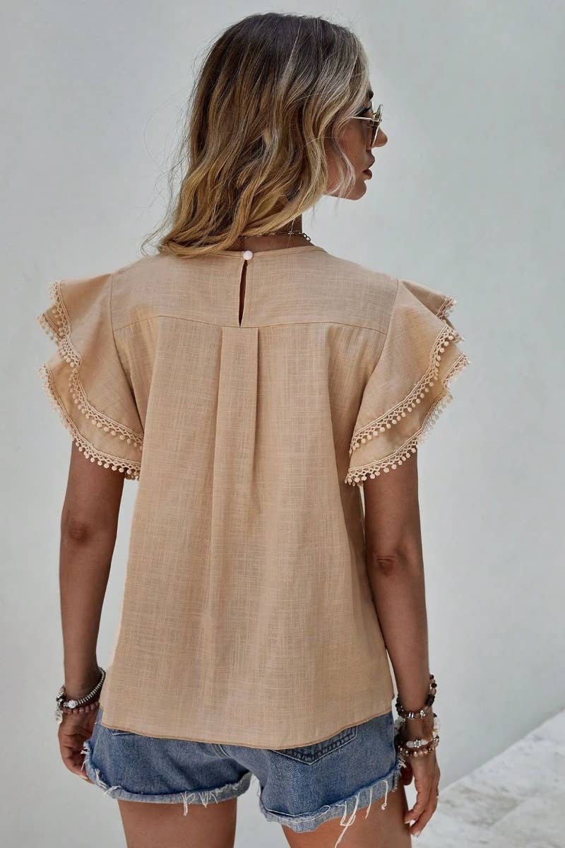 CWTBLS1120_SUMMER BAGGY BAT-SLEEVED SHORT-SLEEVED TOP