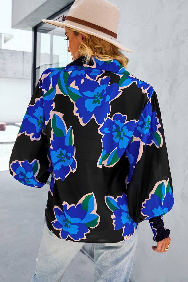 CWTBLL2770_LAPEL LONG SLEEVE PRINTED SHIRT TOP