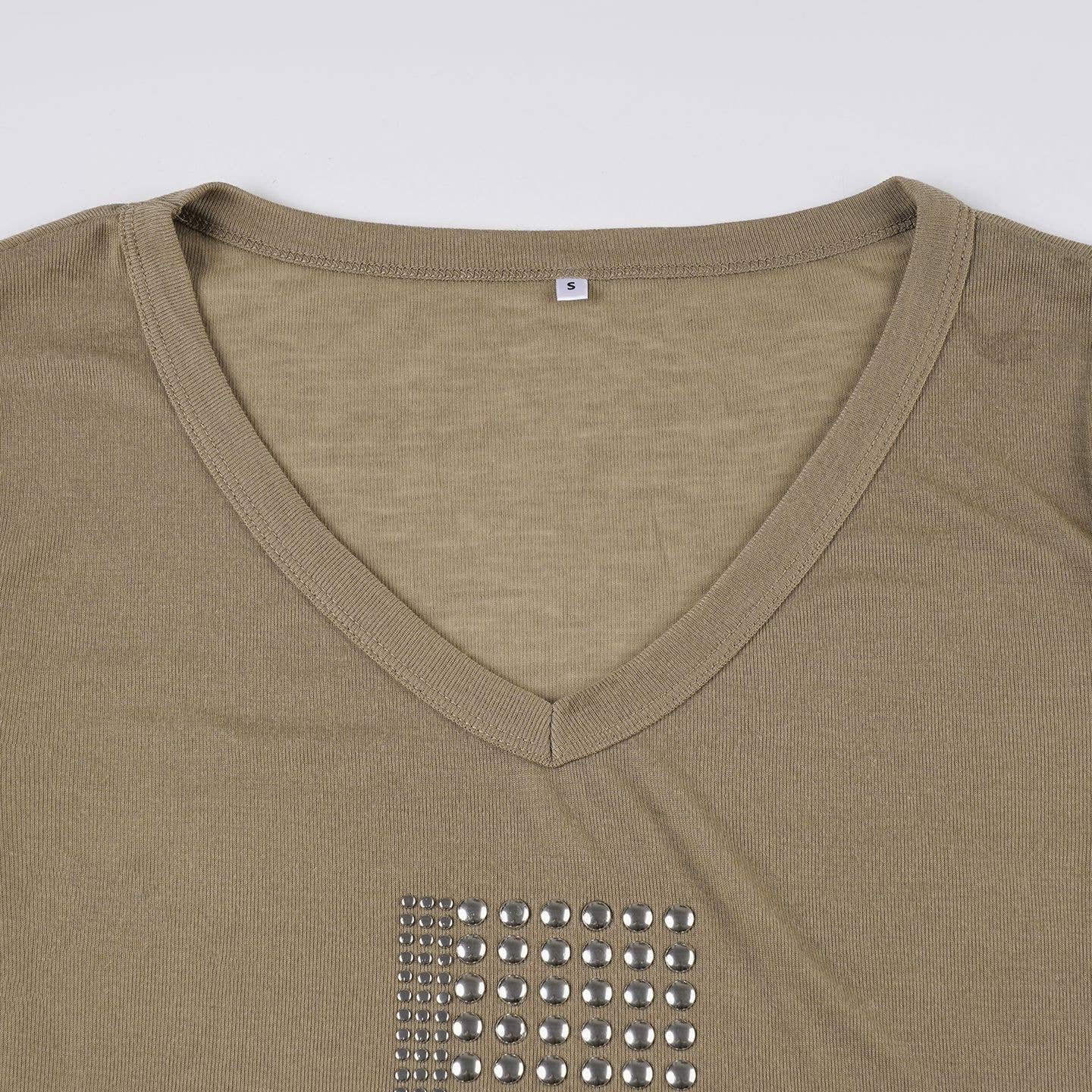 Cross copper embossed casual V-neck loose Top