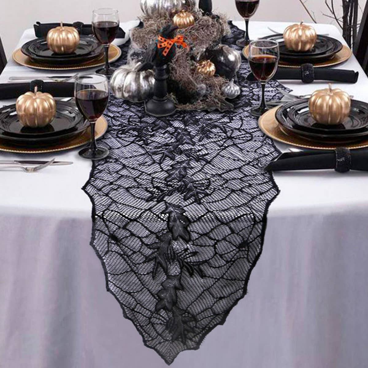 HALLOWEEN BLACK LACE SPIDER WEB WALLPAPER