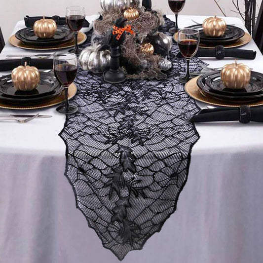 HALLOWEEN BLACK LACE SPIDER WEB WALLPAPER