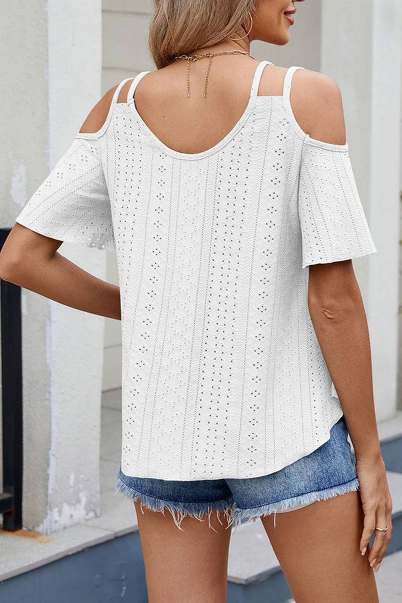 CWTTS1344_SUMMER SOLID COLOR V-NECK OFF-SHOULDER T-SHIRT