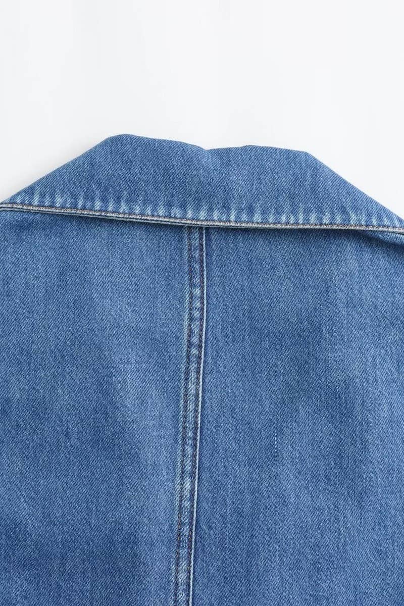 CWSTB1431_WASHED BLUE DENIM TOP AND STRAIGHT PANTS SET