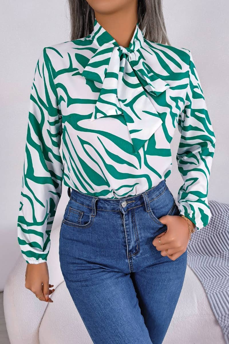 CWTSTL1202_CHIFFON BLOUSE WITH CONTRASTING STRIPES