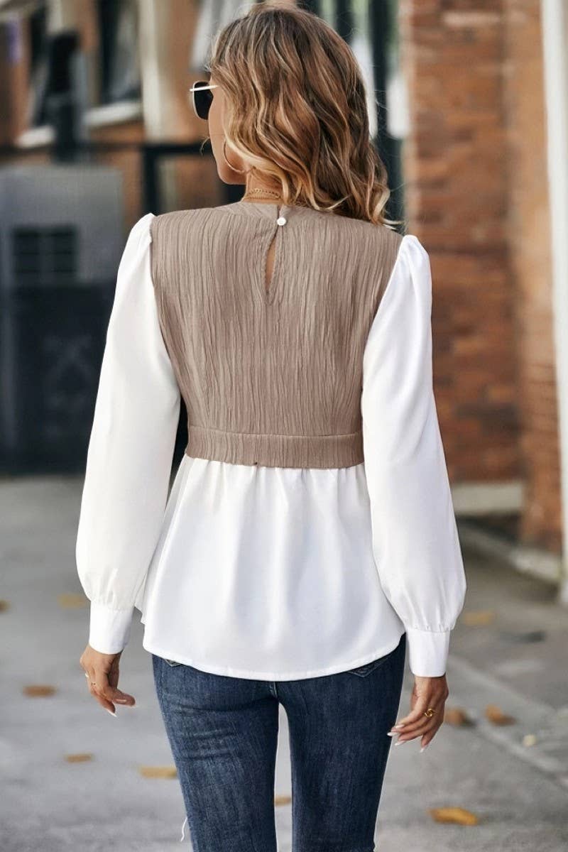 CWTBLL1423_ROUND NECK WAVY STRIPED TOP