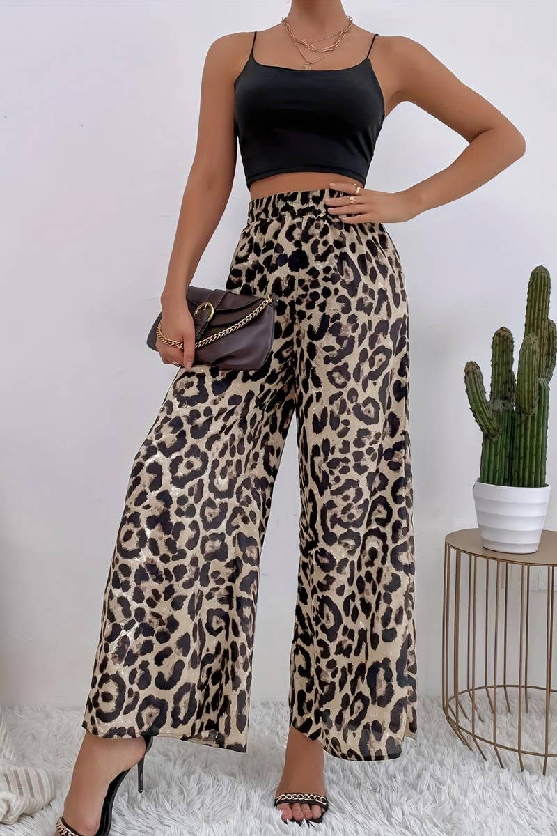 CWBLP2070_LEOPARD PRINT ELASTIC WAIST WIDE LEG PANTS