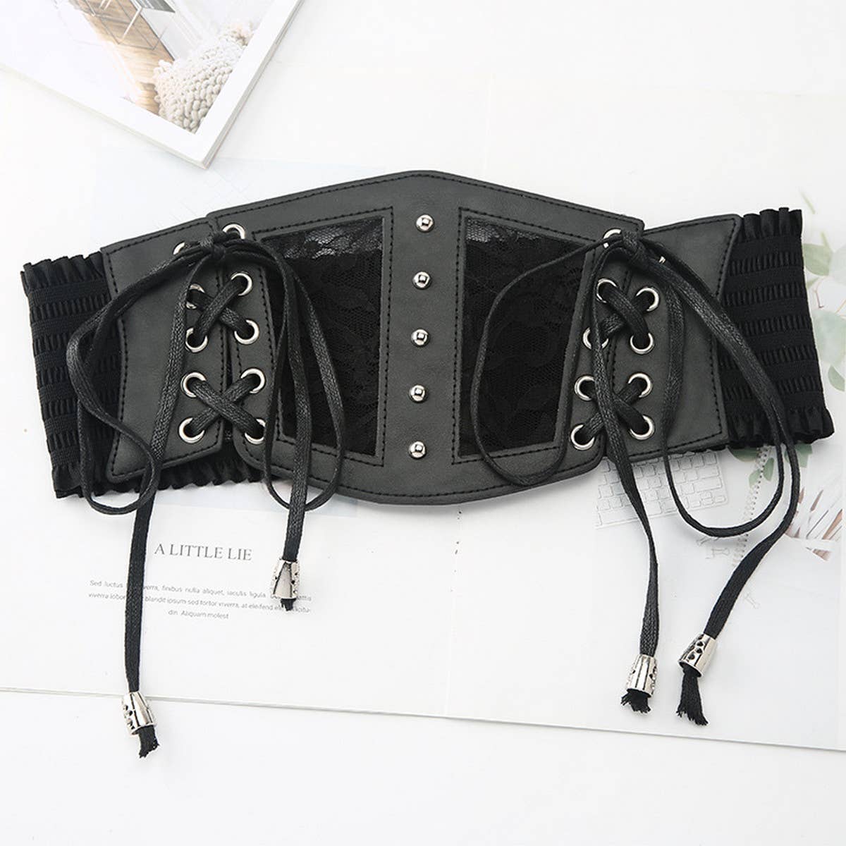 WOMEN LACE ELASTIC WAIST BELT_CWABE0267