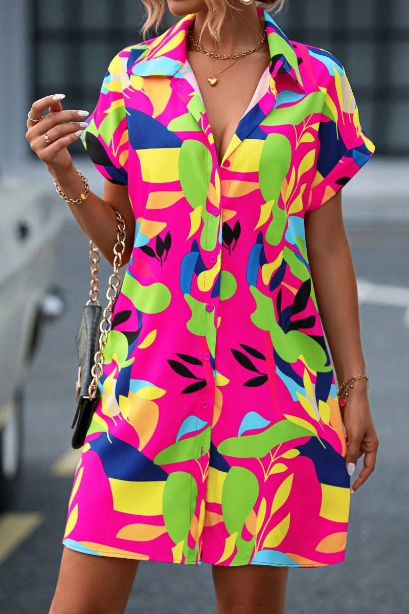 CWTDSS0057_SUMMER PRINTED SHORT SLEEVE SHIRT DRESS