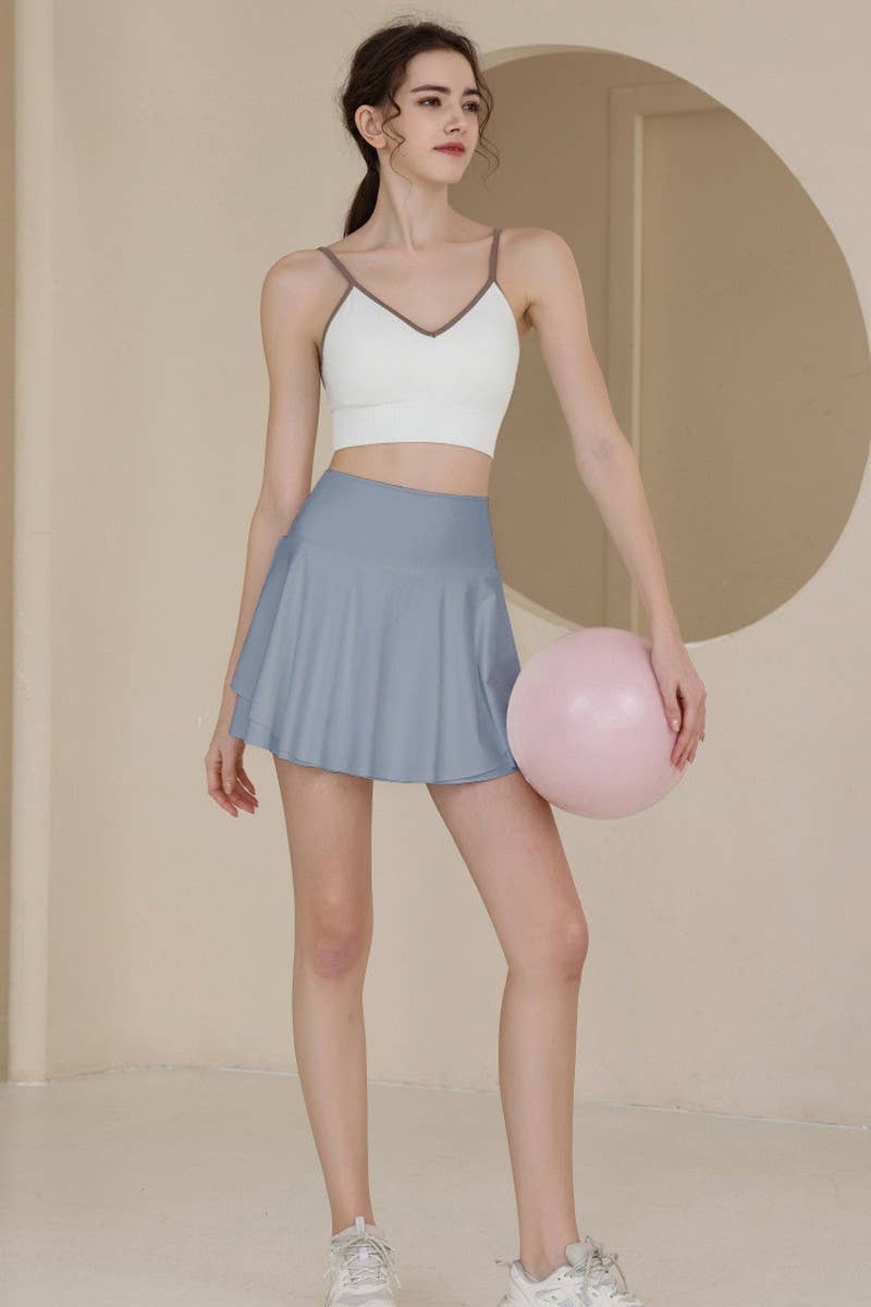 CWBSS0173_HIGH WAISTED ANTI SLIP YOGA SHORT SKIRT