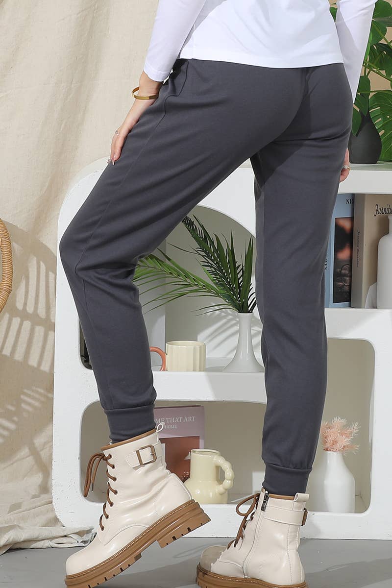 CWBLP419_WAIST TIED CASUAL TRACK JOGGER LONG PANTS