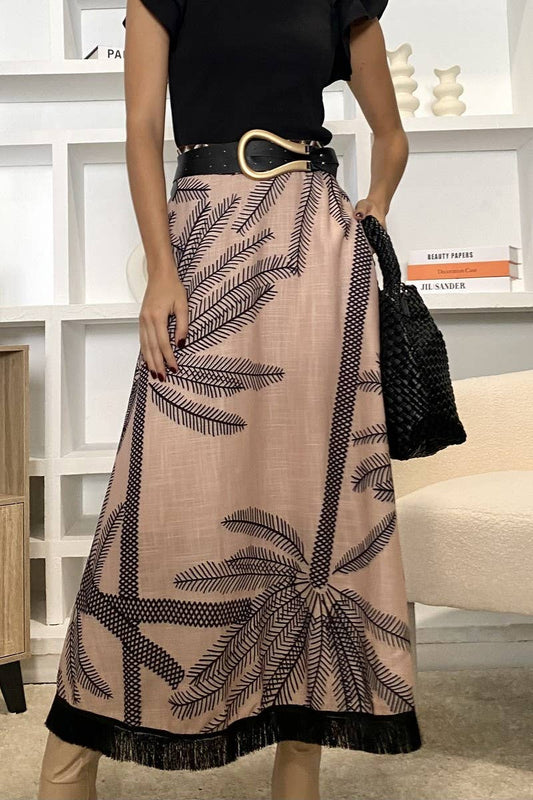 CWBLS0621_SPRING AND SUMMER TEMPERAMENT A-LINE TASSEL SKIRT