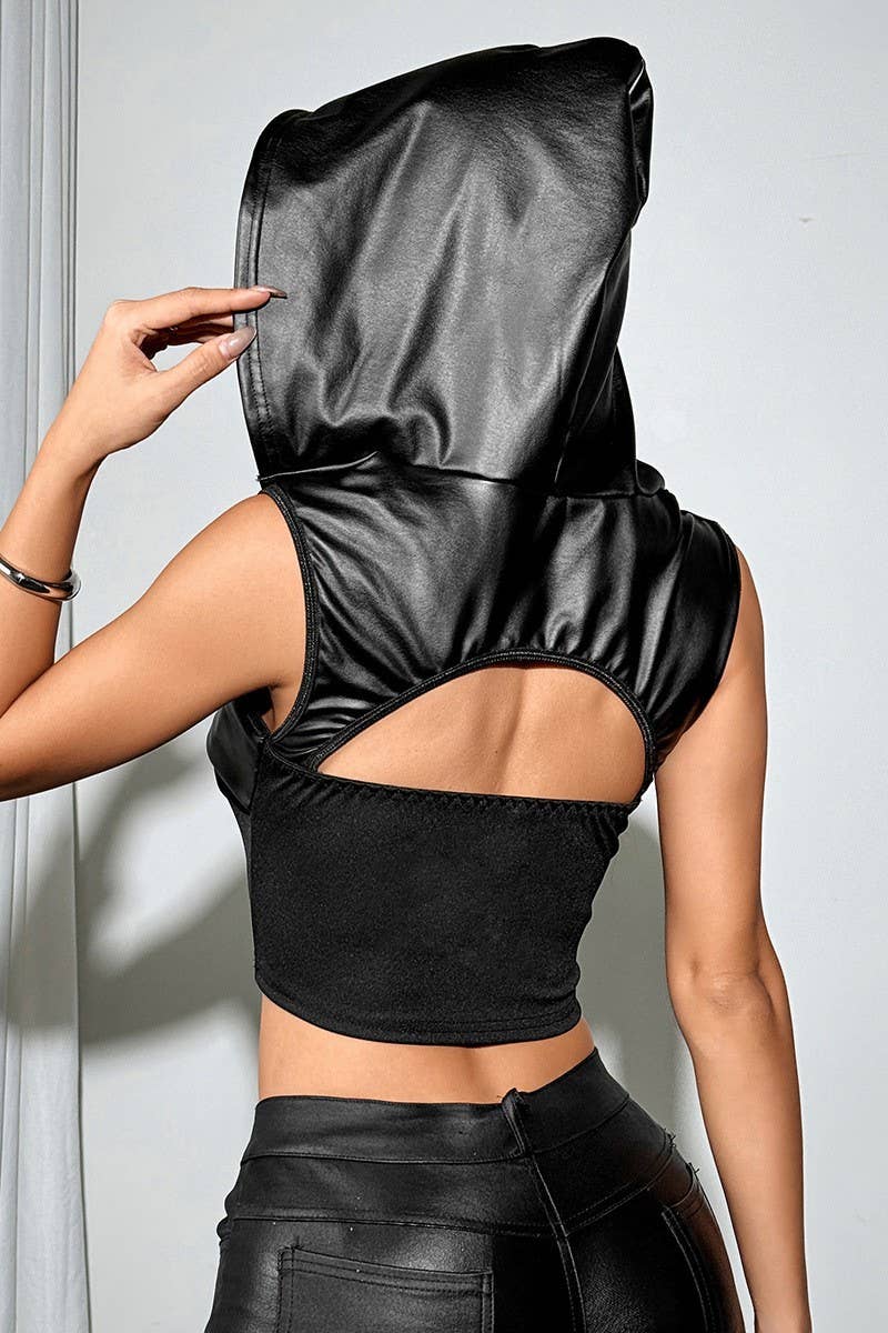 CWTTK0770_HOLLOW WRAPPED UNDERWIRE HOODED VEST TOP