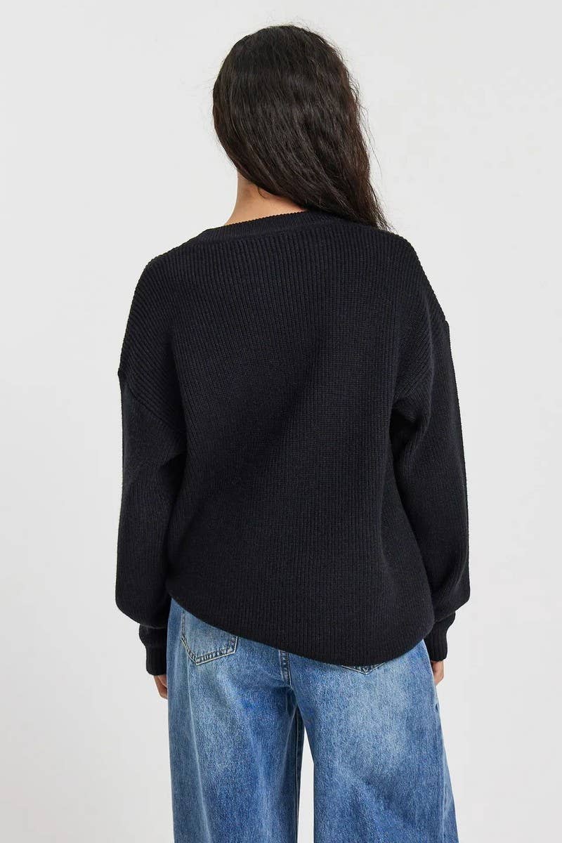 CWOSWL5239_ROUND NECK LONG SLEEVE PULLOVER KNITTED SWEATER