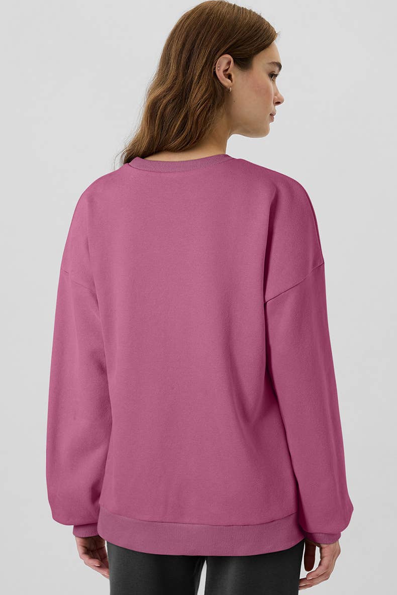 CASUAL LONG-SLEEVED SOLID COLOR CREW-NECK HOODIE