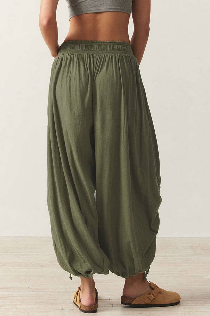 CWBLP1854_SOLID COLOR DRAWSTRING CASUAL BLOOMERS