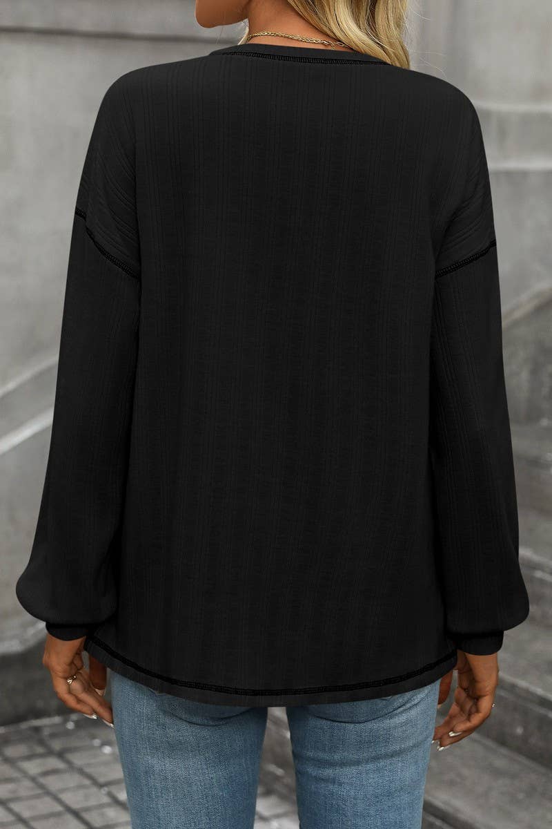 CWOSWL6851_SOLID COLOR ROUND NECK CASUAL LOOSE T-SHIRT