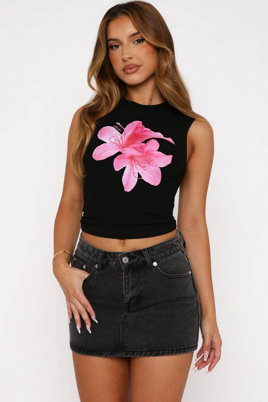 CWTBLSL0927_FLORAL PRINT SPAGHETTI STRAP SPORTY TANK TOP