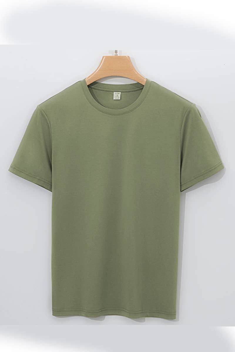 CWTBLS1785_CASUAL SOLID COLOR ROUND NECK MEN'S T-SHIRT