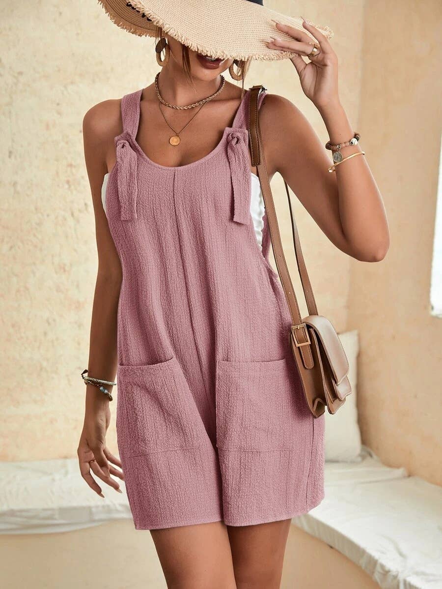 Casual fashion halter shorts romper suspenders