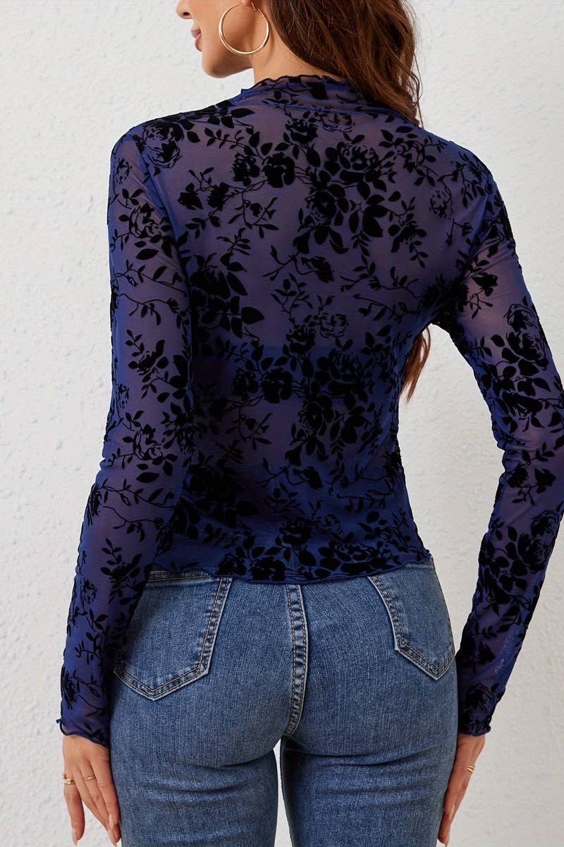 CWTBLL3480_SINGLE LAYER STAND COLLAR MESH BOTTOMING TOP