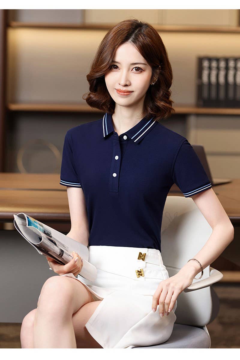 CWTBLS02451_WOMEN BREATHABLE SHORT SLEEVE CASUAL SPORTY TOP