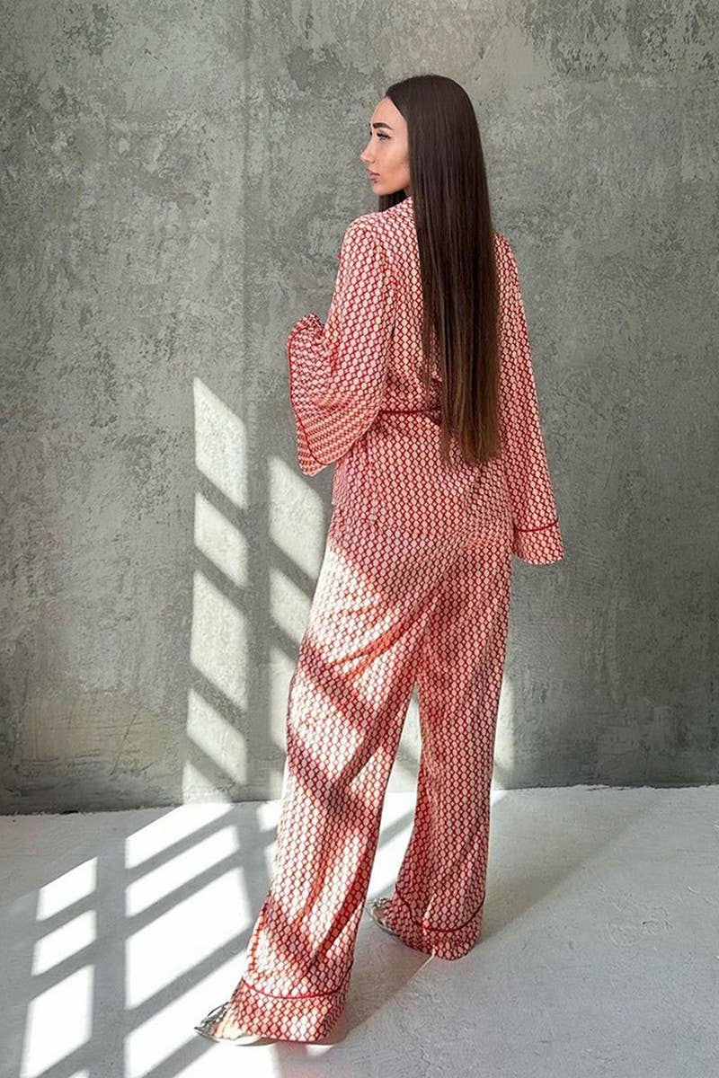 CWSPJ0411_PRINTED LOOSE-FITTING TWO-PIECE PAJAMA SET