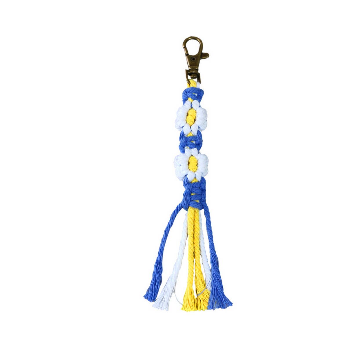HANDMADE COTTON ROPE FLOWER WOVEN KEYCHAIN