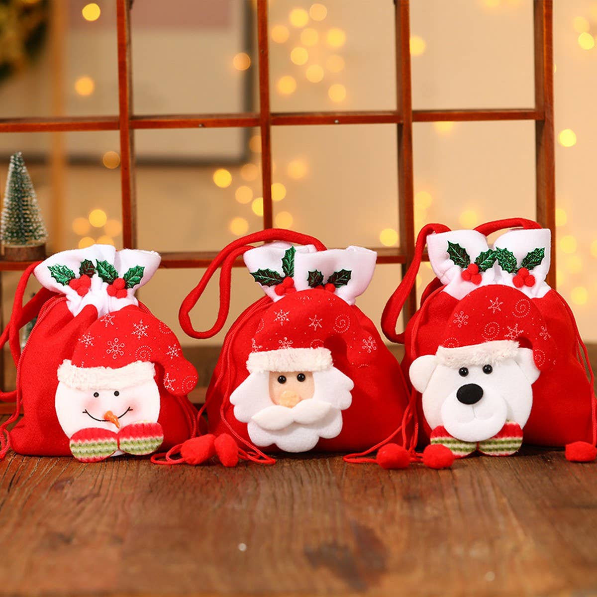 CHRISTMAS BRUSHED CLOTH CANDY TOTE BAG GIFT BAG