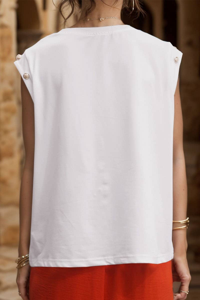 CWTTS1290_SUMMER FASHION SLEEVELESS STRIPED T-SHIRT