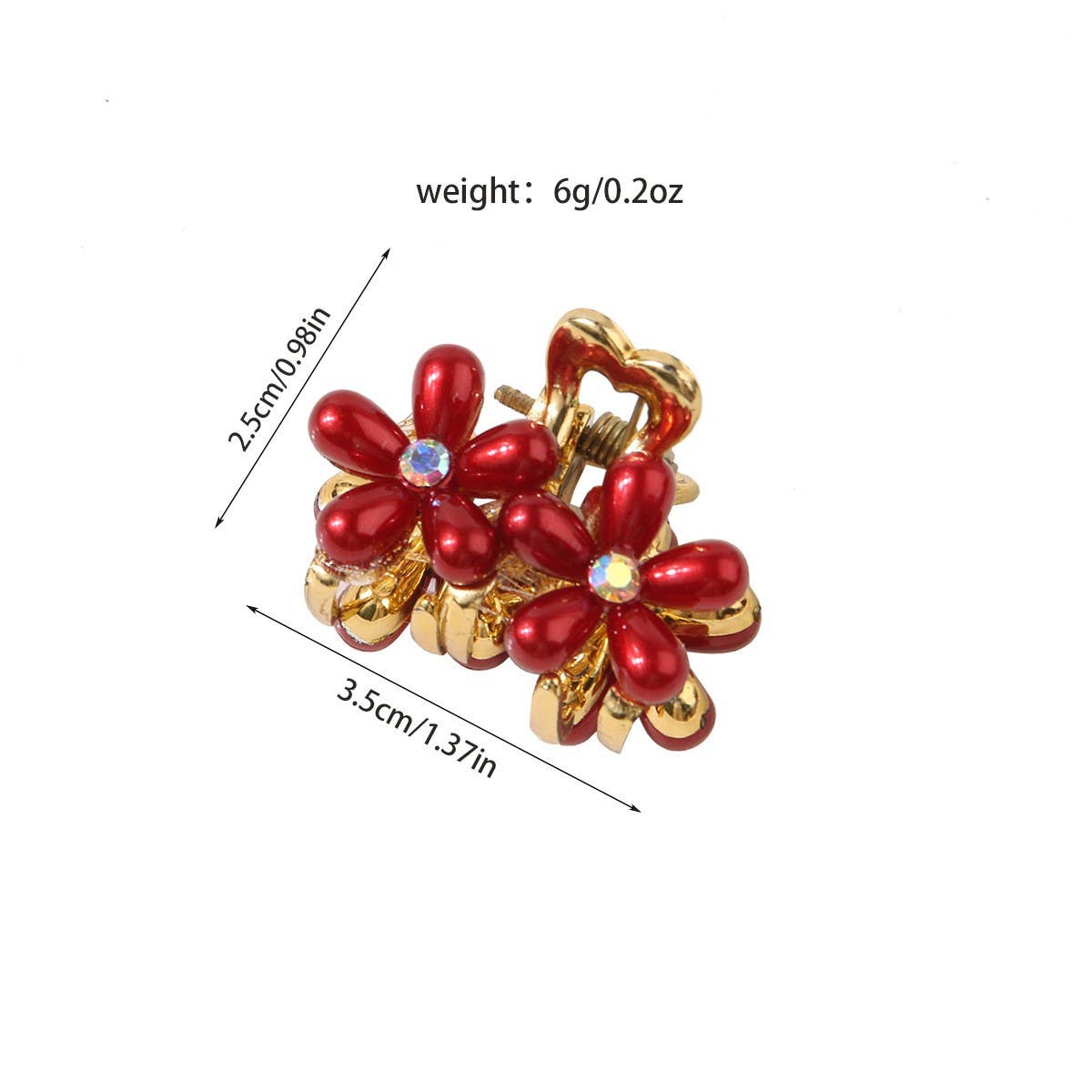 CWAHA07458_PEARL RHINESTONE FLOWER CLAW CLIP FOR BANGS